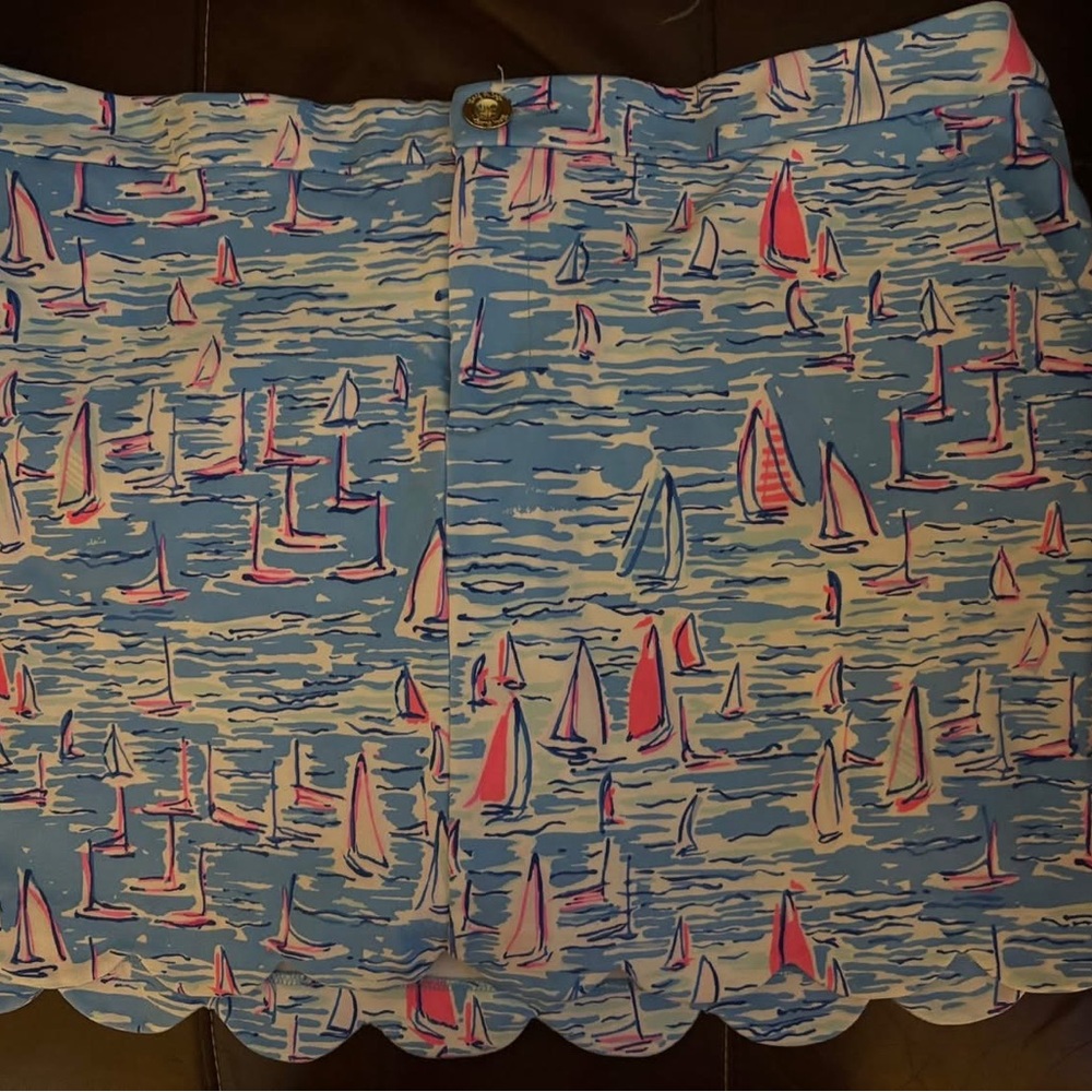 Lilly Pulitzer Blue and Pink Sailboat Mini Skirt
